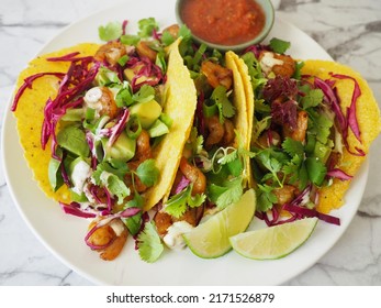 Shrimp Tacos With Red Cabbage Slaw