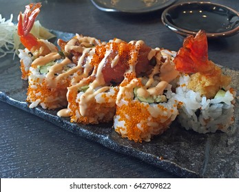 Shrimp Tempura And Spicy Tuna Roll