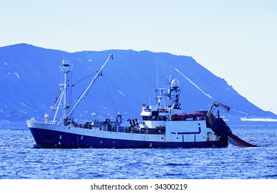 Shrimp Trawler In Artic Water