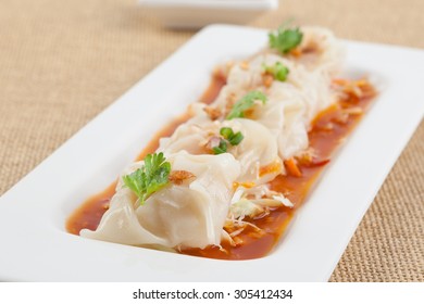 Shrimp Wonton On White Plate