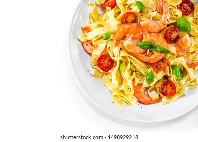 Shrimps with pasta and vegetables