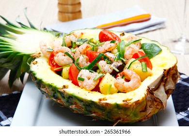 Shrimps Salad In A Pineapple
