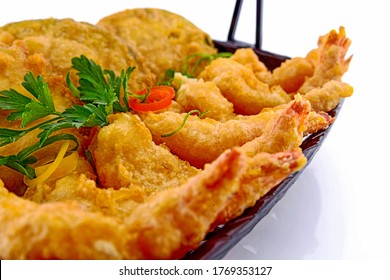 Shrimps Tempura and Vegetables Platter on White Background - Powered by Shutterstock