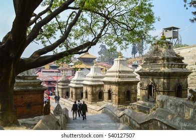 Shrines at the Pashupatinath Temple complex. Kathmandu, Nepal