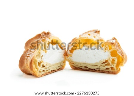 Shu eclair  cake isolated on white 