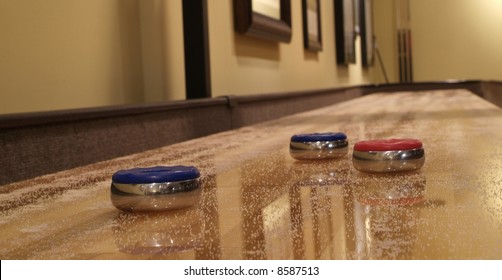 Shuffle Board With Red And Blue