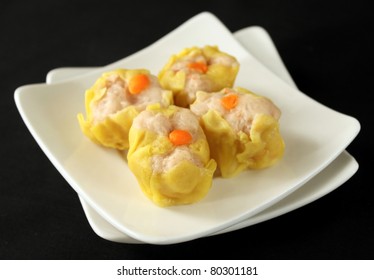 Shumai dim sum, Chinese steamed pork and shrimp dumplings