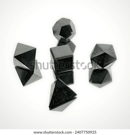 Shungite Platonic Set of 5 platonic solid shapes