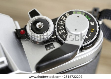 Shutter speed button on vintage camera