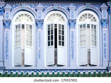 Shutters Of A Shophouse, In Singapore.