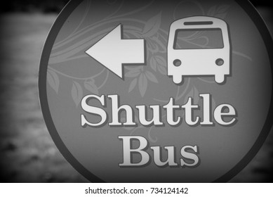 Shuttle Bus Sign, Black And White 