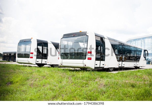 Shuttle bus to transport passengers from the\
airport to the plane
