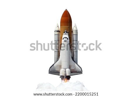 Shuttle start isolated on white background - Elements of this image furnished by NASA 