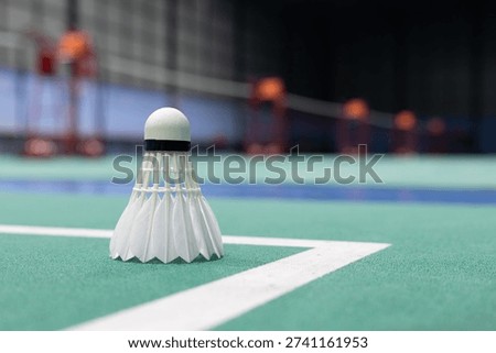 The shuttlecock will float before reaching the line. On the badminton court	