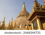 Shwedagon Pagoda is a gilded stupa located in Yangon, Myanmar. The 99 metres tall pagoda is situated on Singuttare Hill and dominates the Yangon skyline. 