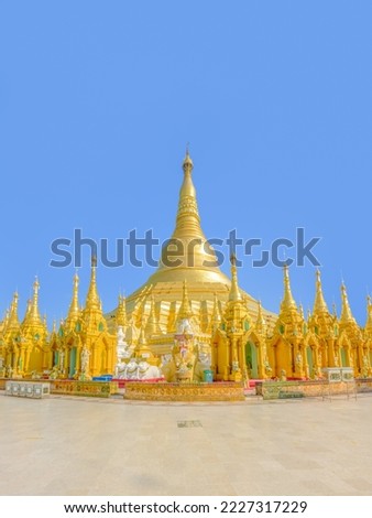 Shwedagon pagoda, Yangon, Myanmar, famous sacred place and tourist attraction landmark during day time