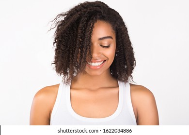 Girl Stretching Her Neck Smiling Isolated Stock Photo 29527669 ...