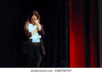 
					Shy Woman holding her Written Speech Feeling Stressed out
					Stressed businesswoman making mistakes on her presentation
					