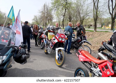 Shymkent, KAZAKHSTAN - APRIL 15, 2017: Bikes on the Opening of biker season in Shymkent, APRIL 15, 2017
