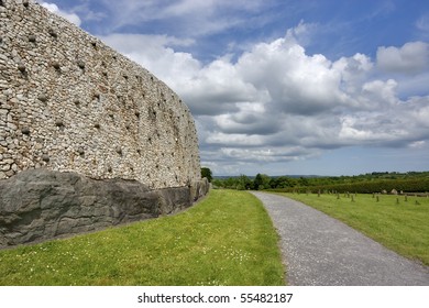 Si An Bhru New Grange Heritage Site. View With Path Receding Around Wall Over Hill