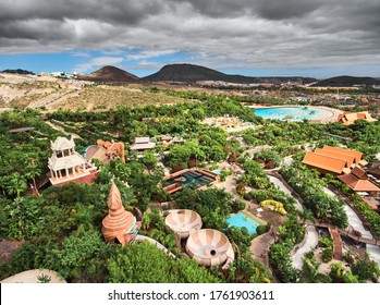 Siam Park Aerial View. Water Park In Costa Adeje, Tenerife, Canary Islands. A Must See Spectacular Water Attraction In Europe.