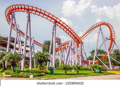 Siam Park City, Bangkok, Thailand - September 28, 2018 : Roller Coaster At Siam Park City Or SuanSiam, Bangkok, Thailand.