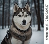 The Siberian Husky is a striking and energetic breed with a thick double coat, erect triangular ears, and distinctive blue or multicolored eyes. Originating from Siberia, these medium-sized dogs are k