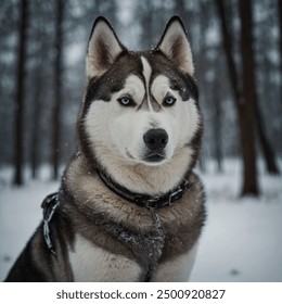 The Siberian Husky is a striking and energetic breed with a thick double coat, erect triangular ears, and distinctive blue or multicolored eyes. Originating from Siberia, these medium-sized dogs are k