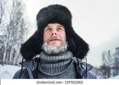 Siberian Russian Man Beard Hoarfrost Freezing Stock Photo 1297022002 ...