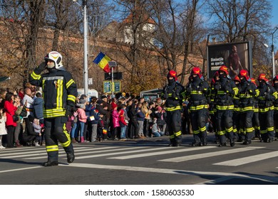 Sibiu, Romania - December 1, 2019:  The Annual Military Parade Of The Romanian Armed Forces. Romanian Army Parade