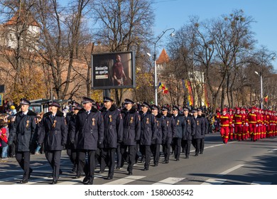 Sibiu, Romania - December 1, 2019:  The Annual Military Parade Of The Romanian Armed Forces. Romanian Army Parade