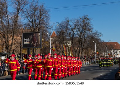 Sibiu, Romania - December 1, 2019:  The Annual Military Parade Of The Romanian Armed Forces. Romanian Army Parade