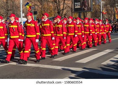 Sibiu, Romania - December 1, 2019:  The Annual Military Parade Of The Romanian Armed Forces. Romanian Army Parade