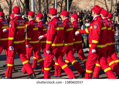 Sibiu, Romania - December 1, 2019:  The Annual Military Parade Of The Romanian Armed Forces. Romanian Army Parade