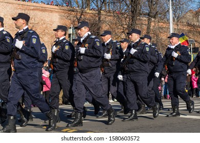 Sibiu, Romania - December 1, 2019:  The Annual Military Parade Of The Romanian Armed Forces. Romanian Army Parade