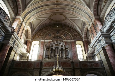 Sibiu, Romania - July 22, 2019 : Holy Trinity Roman Catholic Church