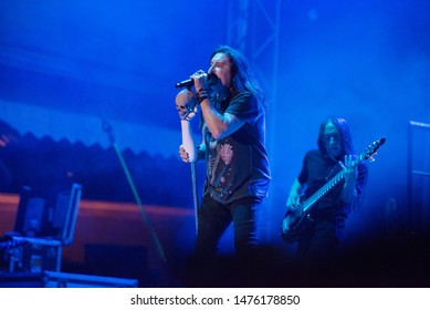 SIBIU, ROMANIA - JULY 26, 2019: James LaBrie Vocalist Of The Progressive Metal Band Dream Theater Performing Live At Artmania Festival