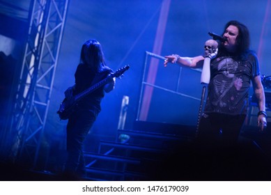 SIBIU, ROMANIA - JULY 26, 2019: James LaBrie Vocalist Of The Progressive Metal Band Dream Theater Performing Live At Artmania Festival