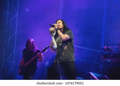 SIBIU, ROMANIA - JULY 26, 2019: James LaBrie Vocalist Of The Progressive Metal Band Dream Theater Performing Live At Artmania Festival