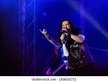 SIBIU, ROMANIA - JULY 26, 2019: James LaBrie Vocalist Of The Progressive Metal Band Dream Theater Performing Live At Artmania Festival
