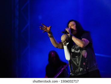 SIBIU, ROMANIA - JULY 26, 2019: James LaBrie Vocalist Of The Progressive Metal Band Dream Theater Performing Live At Artmania Festival
