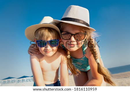 Similar – Happy children playing in the park