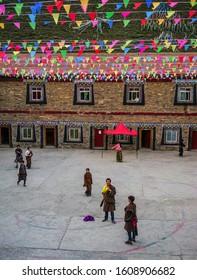 Sichuan, China - Aug 17, 2016. Tibetan School In Garze Tibetan Prefecture. After More Than 60 Years Of Occupation, Tibetans Still Resist China Rule And Defy Its Oppression.