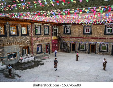 Sichuan, China - Aug 17, 2016. Tibetan School In Garze Tibetan Prefecture. After More Than 60 Years Of Occupation, Tibetans Still Resist China Rule And Defy Its Oppression.