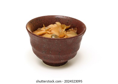 sichuan vegetable in a bowl isolated on a white background