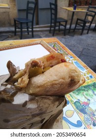 Sicilian Sandwich During Road Trip In The Island Of Ortigia