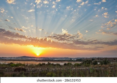 Sicilian Sunset With Crepuscular Rays