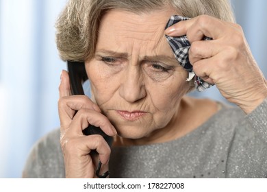 Sick Aged Woman Calling Her Doctor