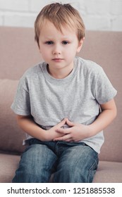 Sick Boy Stomach Pain Sitting On Stock Photo (Edit Now) 1251885538