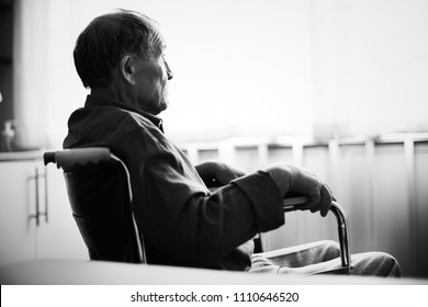 A Sick Elderly Man At A Hospital